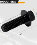 Close-up of a bolt from the 12 Piece 5.3 and 6.0 LS Exhaust Manifold Bolts Set 551696 for GM LS1 LS2 LS3 LSX LT Engines showing dimensions.
