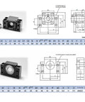 Diagram and measurements for Pro Grade 12mm Ball Screw Kit With 10mm Pitch For CNC Machines Level Ground RM1210 SFUR1210 Style