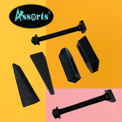 Pro Grade M8 Clamp Kit Set 8mm for HV4 and HV6 Rotary Table Milling with tool steel components visible
