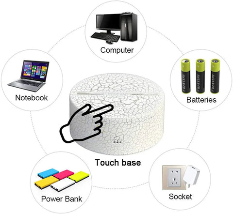 3D Illusion Night Light For Kids With Touch Control Color Changing LED Lamp Featuring 3 Pattern Modes Safe ABS Base