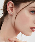 2mm Opal Stud Earrings In Sterling Silver 925 Tiny Ball Cartilage Tragus Piercing Earrings Colorful Opal Mini Jewelry For Women And Girls Hypoallergenic Sensitive Ears Gift on model's ear