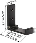 Black folding aluminum coat hook with dimensions, part of Folding Coat Hooks 5 Pack Wall Mounted Hangers For Coats, Towels, Bags And Fitness Gear.