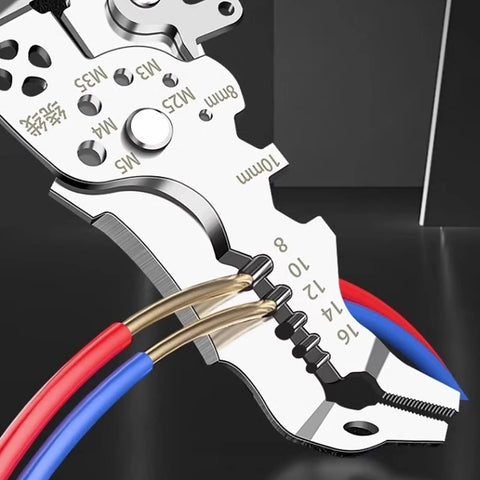 Heavy Duty Stainless Steel Wire Strippers And Cutting Pliers With Precision Notches for clean wire insulation and crimping.