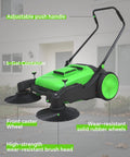 Heavy Duty 43 Inch Industrial Walk Behind Push Floor And Lawn Sweeper with adjustable handle and 15-gal container for fast debris clearance.