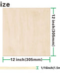Basswood sheets, 12x12 inches, 1/16 inch thick, natural unfinished wood, 12-pack