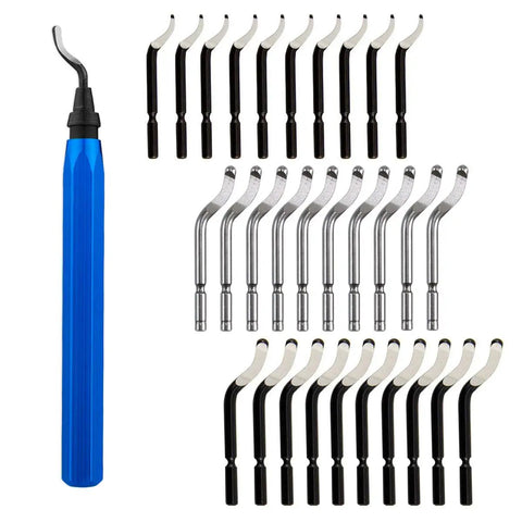 30 Piece Metal Deburring Tool Kit With Swivel Handle And Pro Grade Heavy Duty HSS Blade Set For Wood Plastic Fiberboard Aluminum Copper And Steel Deburring Rotary Cutters Set