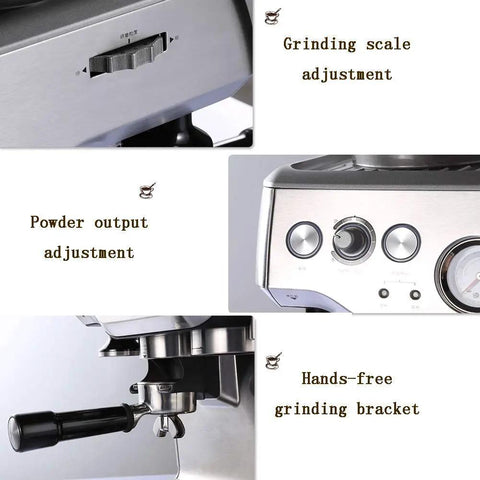 Top Shelf Bean To Cup Coffee Maker Featuring A Heavy Duty 15 Bar Pump And Integrated Milk Frother For Pulling Smooth Double Shots And Tasty House Made Lattes Anytime, showing adjustment settings for grinding scale and powder output.