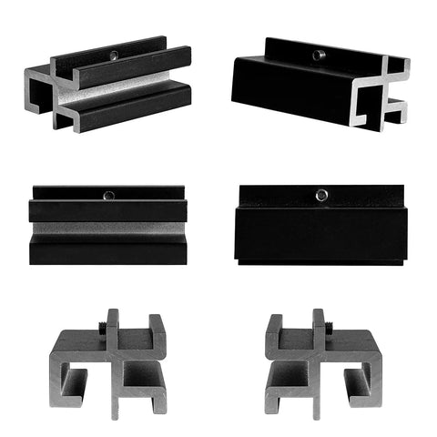 Slick Non Rotating Hole Brackets For Hard Tri Fold Truck Bed Tonneau Covers, black aluminum mounts, 4-piece set for Tacoma, Tundra.