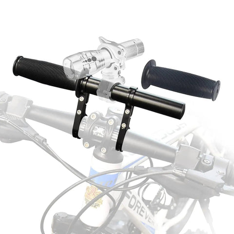 Kid Friendly MTB Handlebar Extender For Mountain Bikes Aluminum Alloy Front Seat Bar Mount 11.8 Inch Extension attached to bike.