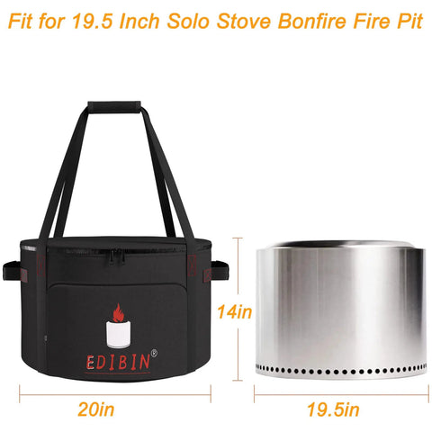 Rugged Outdoor Smokeless Fire Pit Bag For Bonfire Style Pits 19.5 Inch Diameter And 14 Inch High next to a stainless steel fire pit