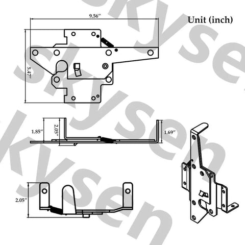 Technical diagram of Stainless Steel Fence Gate Latch For Wood And Vinyl Post Mount Tough As Nails Heavy Duty Black Powder Coated Hardware