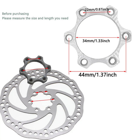 Diagram of 2 Pack Freewheel Threaded Hubs For Bike Aluminum Alloy 6 Bolt Flange Disk Brake Rotor Adapter Hub Conversion 44mm