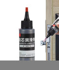 Graphite Powder Lubricant For Locks And Hinges Dry Moisture-Resistant Formula 50ml bottle in use on door lock.