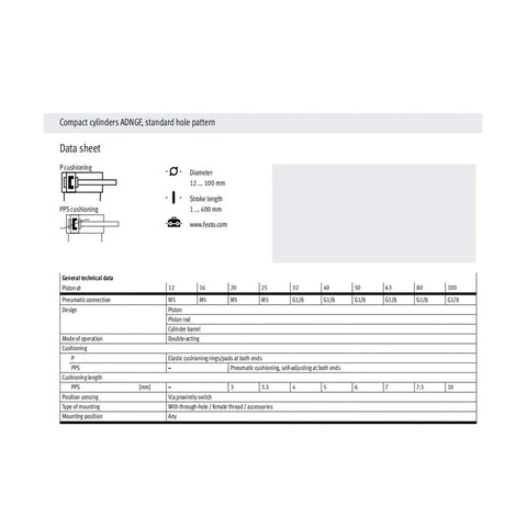 Compact ISO 6432 Air Cylinder Featuring 20 Millimeter To 80 Millimeter Bore Sizes Built Tough For Precision Automation And Light Duty Pushing Runs Slick In Tight Spaces data sheet with specifications, details, and measurements.