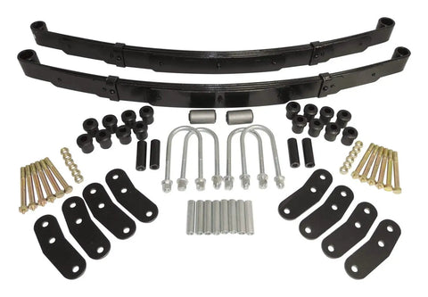 Heavy Duty Gnarly Four Leaf Suspension Lift Kit For Jeep Wrangler Yj with four leaf springs, bushings, shackles, and U-bolts.