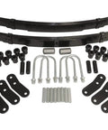 Heavy Duty Gnarly Four Leaf Suspension Lift Kit For Jeep Wrangler Yj with four leaf springs, shackles, and bolts arranged.