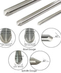 Badass Three Piece Bowl Gouge And Wood Chisel Set For Exact Lathe Work with HSS blades and detailed measurements.