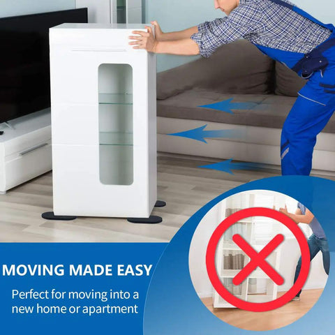 Eight Pack Heavy Duty Oval Felt Furniture Sliders for moving cabinet easily on hard floors without damage, 3.5x6 inches.
