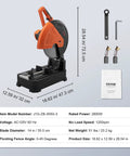 Chop Saw 14 Inch Dry Cut With Cold Cut Technology 2800W 1200RPM Steel Cutting Machine 0 To 45 Degree Bevel Miter Saw