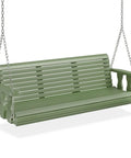 Upgraded Wooden Patio Swing Bench With Adjustable Chains For Outdoor Lounging And Hangout, Heavy Duty 880 lb Capacity, 5 Ft Green