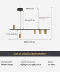 Modern Kitchen Island Light With Remote Dimmable LED Linear Pendant Light 39.3 Inch Black And Gold dimensions diagram