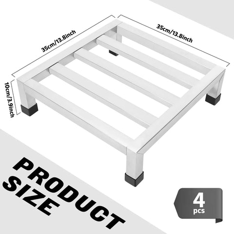Heavy Hitter 4 Pack Stainless Steel Dunnage Rack, Legit 700 Lb Weight Limit, 13.8 Inch Kitchen Floor Stand, Solid Commercial Food Storage Setup For Restaurants And Shops