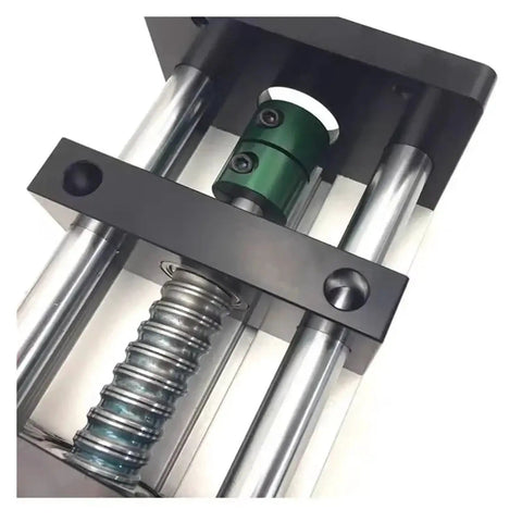 Rock Solid Double Rail Sliding Table With SFU 1204 Ballscrew For Slick XYZ Axis Motion Stage Dead On Precision CNC Platform 400mm view of guiding rails and ballscrew mechanism.