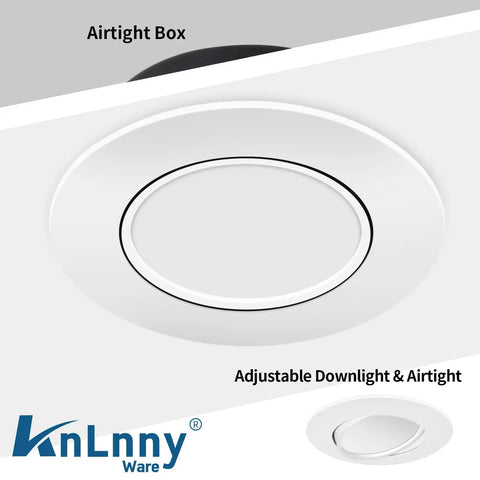 4 Inch LED Recessed Lights 4 Pack Adjustable Gimbal Eyeball With Junction Box 5 CCT Selectable Airtight IC Rated 9W 750LM