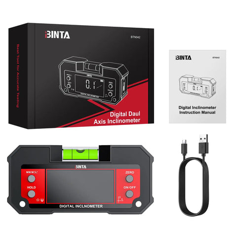 Heavy Duty Digital Angle Finder With Dual Axis Level And Quick Slope Checks Featuring Clear Led Screen And Built Tough Construction For No Fuss Contractor Projects Daily with included components.