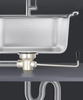 Side view of 3-1/2 Inch Commercial Sink Drain With Twist Handle Waste Valve Stopper for one half and three compartment sinks, 2 Inch Outlet.