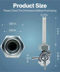 Close-up of Generator Petcock Fuel Shut Off Valve With M16x1.5 Thread And 22mm Nut showing dimensions.
