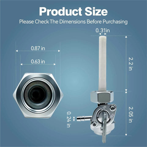 Close-up of Generator Petcock Fuel Shut Off Valve With M16x1.5 Thread And 22mm Nut showing dimensions.