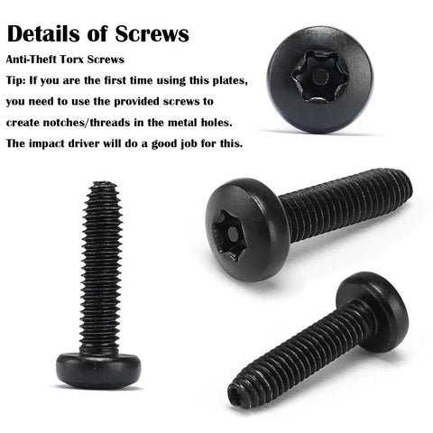 Heavy Duty Truck Bed Cargo Tie Down Brackets Plates For Ford F150 F250 F350 anti-theft torx screws in black, showing details of secure mounting.
