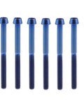 Ride Out The Grind With Tough As Nails M6 Titanium Taper Head Bolts Six Piece Set Heavy Duty Hex Socket Screws Corrosion Resistant Blue Finish For Clean Builds. Six blue taper head titanium bolts.