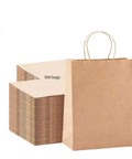 Bulk 500 Pack Heavy Duty Kraft Paper Bags 10x13 Inches With Handles 10x5x13 Inches Brown Gift Shopping Retail Bags Recycled Paper Bags