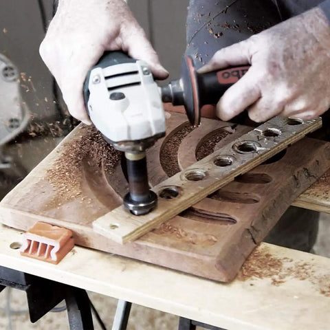 Turbo Shaft Freehand Power Carving Attachment For Angle Grinder 20 Millimeter Diameter in use for detailed carving in wood