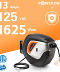 Heavy Duty Retractable Extension Cord Reel With Lighted Triple Tap, 50FT 14AWG 3C SJTOW Power Cord, Garage Ready Wall And Ceiling Mount