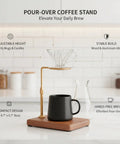 Kickstart Your Morning Ritual With This Totally Awesome Adjustable Wooden And Aluminum Pour Over Coffee Stand Made For Mugs And Carafes A Heavy Duty Brewing Station displayed on a kitchen counter.