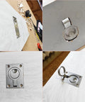 Stainless Steel Flush Pull Ring Handles 304 2 Pack Hidden Recessed Furniture Pulls installed in cabinet door