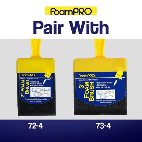 Top Shelf Classic Foam Paint Brush Set With Heavy Duty Handle and Four Easy Swap Refills for coverage on wood stains.