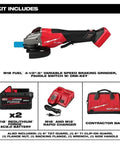 Heavy Duty Brushless Power Angle Grinder Kit With 9000 Rpm Motor And Smart Battery Tech For Rip Through Cutting Heavy Grinding And Zero Sweat Job Site Readiness includes battery, charger, and attachments.