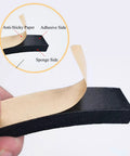 Dope Foam Rubber Seal Strip With Super Strong Self-Adhesive Backing showing adhesive side and sponge side details.