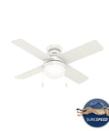 Timpani 44 Inch Ceiling Fan Fresh White With Reversible Motor For Seasonal Cooling And Warm Air Circulation, Low Profile Indoor Use