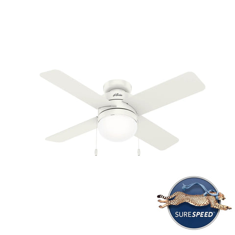 Timpani 44 Inch Ceiling Fan Fresh White With Reversible Motor For Seasonal Cooling And Warm Air Circulation, Low Profile Indoor Use
