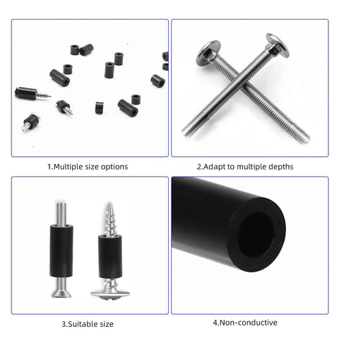 Nylon Outlet Spacer Kit For Electrical Sockets Round Unthreaded Spacers Compatible With M3 And M4 Screws Black Stabilizers