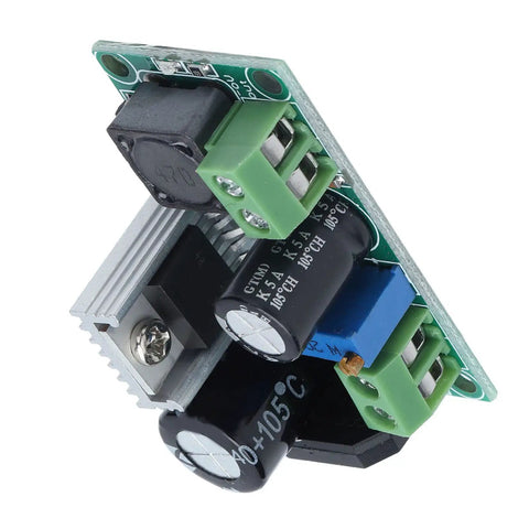 No Fuss Adjustable Dc Dc Power Supply Module Featuring Wide 5V To 48V Input Range And Smooth Step Down Output Up To 33V At 3 Amps with heat sink.