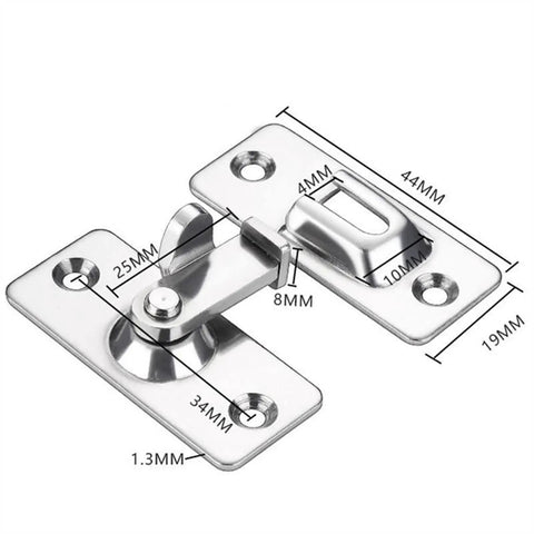 Rock Solid Smooth Action Sliding Bolt Latch Made From Real 304 Stainless Steel, 90 Degree Gate Door Lock with dimensions.
