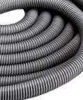 Current-Carrying Crush-Proof Central Vacuum Hose, dark gray, vinyl over wire, coiled close-up