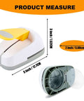 Product measure of 2 Inch Oval Lever Paper Punch for Crafting and Card Making with dimensions and open view of the tool.