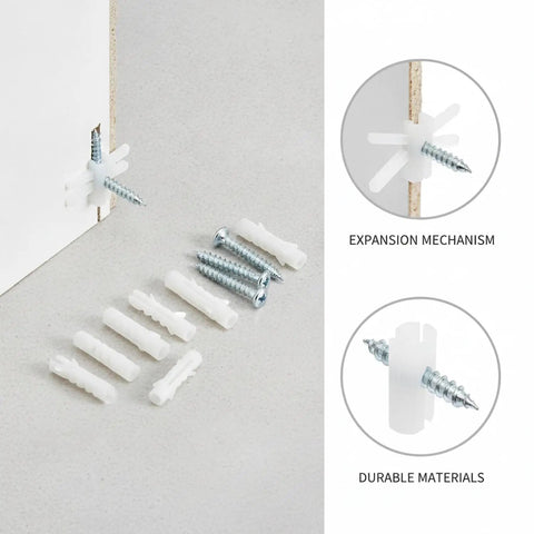 DIY Friendly Hollow Wall Mount Kit For Shelves And Mirrors With Drywall Anchors And Screws, PP plastic anchors and steel screws